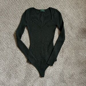nuuds Sweetheart Sweater Bodysuit in evergreen